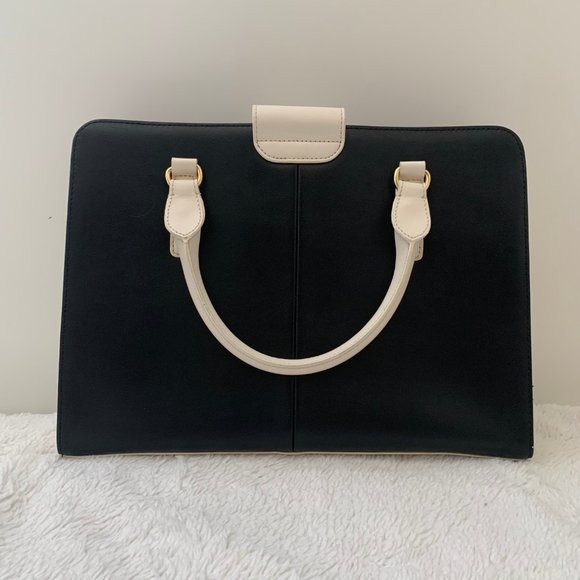 Charles Jourdan Navy / Red / Cream Colorblock Boxy Tote Handbag with Charms - Picture 3 of 7